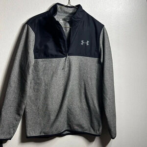 Under Armour Men Half‎ Zip Sweater Gray/Black Cold Gear Loose Fit Size Small.